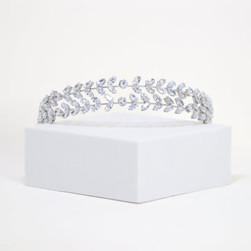 Swarovski Crystals Vine Leaves Two Layer Headpiece, Hair Vine Headband, Bridal Hair Vine, Rhinestone Headband, Delicate Headband.